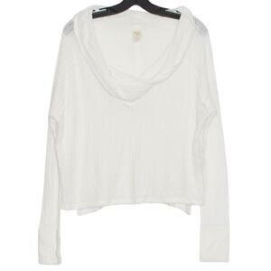 We The Free People Sweater Wildcat Cowl Thermal Minimalist Boho Cozy White Small